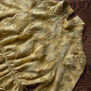 ASOS DESIGN high neck mini dress in burnout in mustard